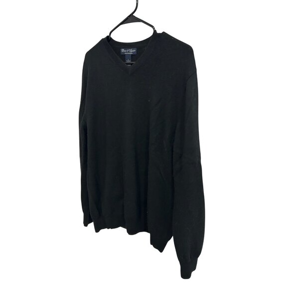 Davis & Squire Mens Black  V Neck Sweater Large Extra Fine Merino Wool - Picture 3 of 9